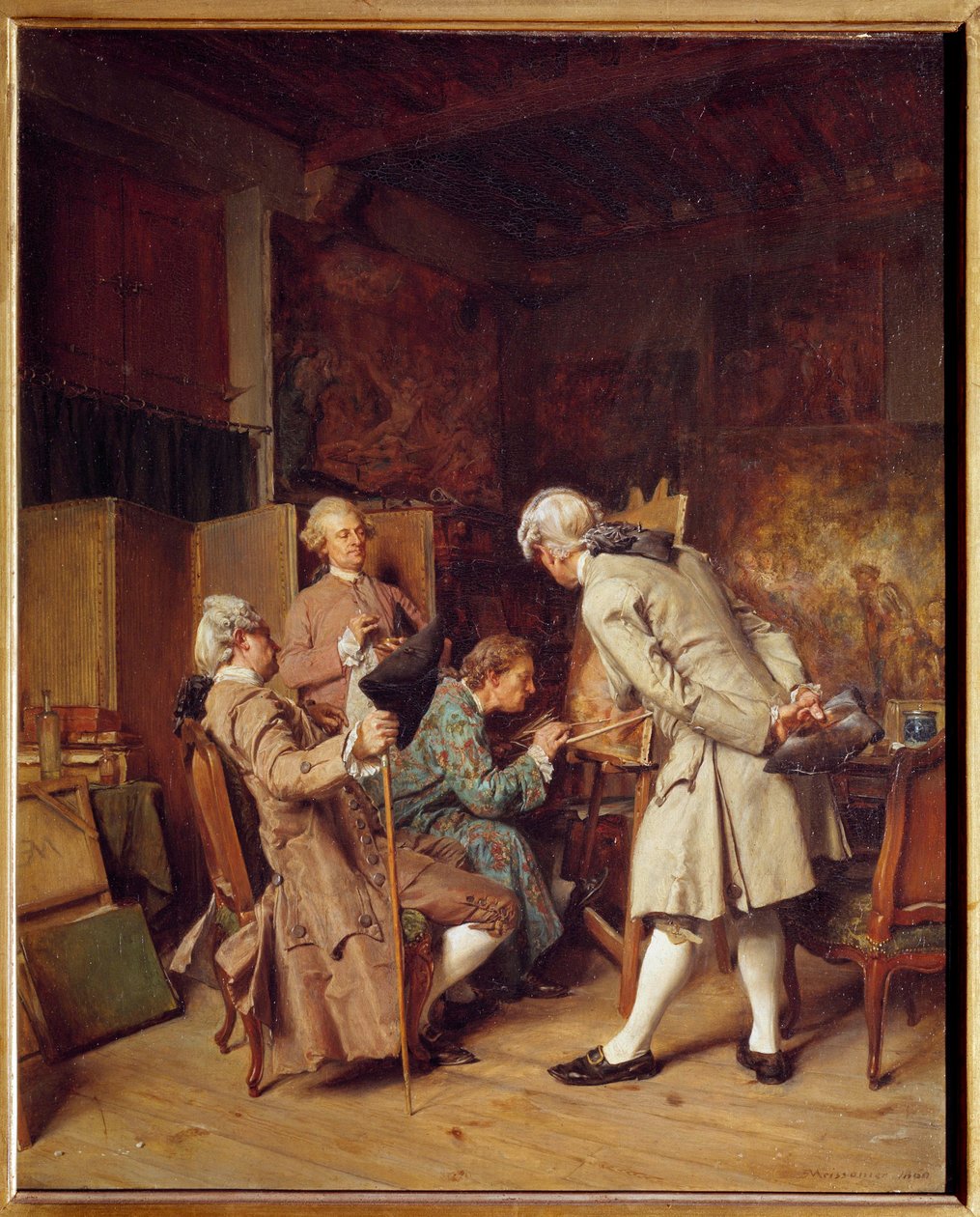 Målningsälskare (i smaken av 1700-talet), även känd som Un peintre”” Målning av Jean-Louis-Ernest Meissonier (1815-1891). 1860 sön. 0,35x0,28 m Paris, musee d