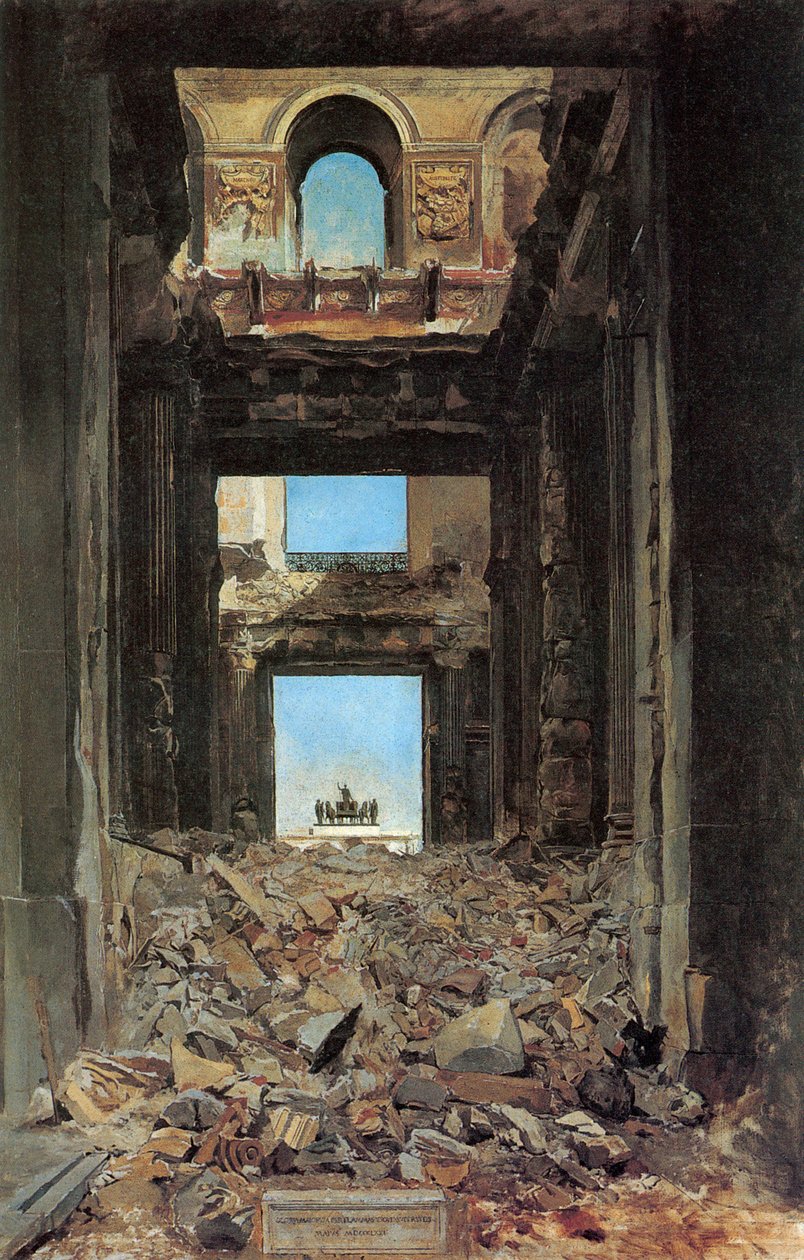 Ruinerna av Tuileripalatset efter kommunen 1871, 1877. av Jean Louis Ernest Meissonier