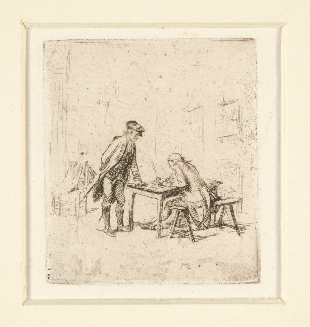 a Rapporten b Harlequin av Jean-Louis Ernest Meissonier