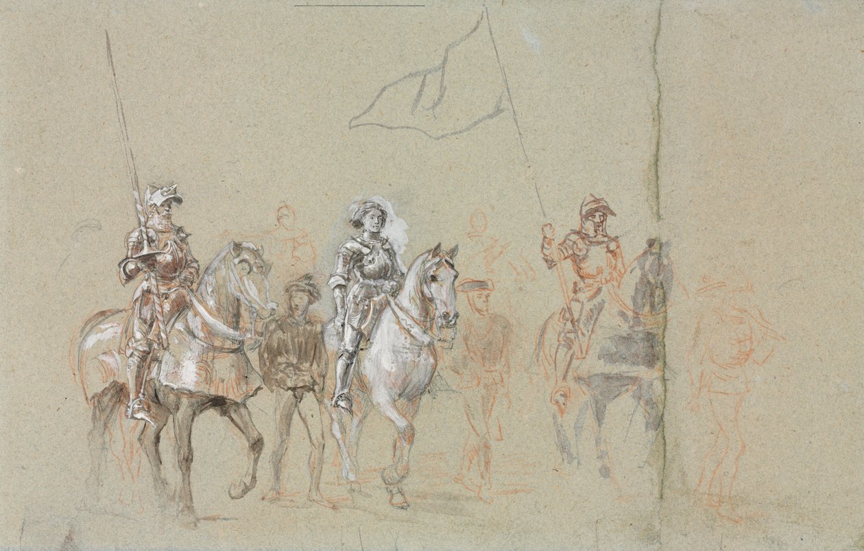 Joan of Arc, ca 1889 (grafit, rödkrita, laveringar samt svartvit gouache) av Jean Louis Ernest Meissonnier
