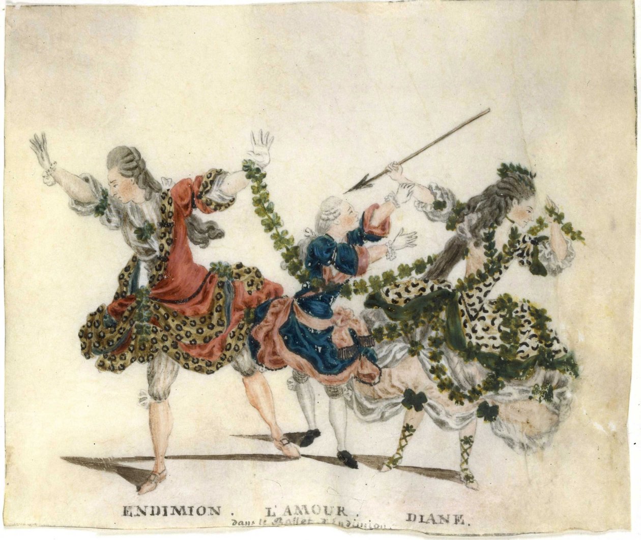 Kostymdesign för baletten Endymion av Gaetano Vestris, 1773-1778. av Jean Louis Fesch