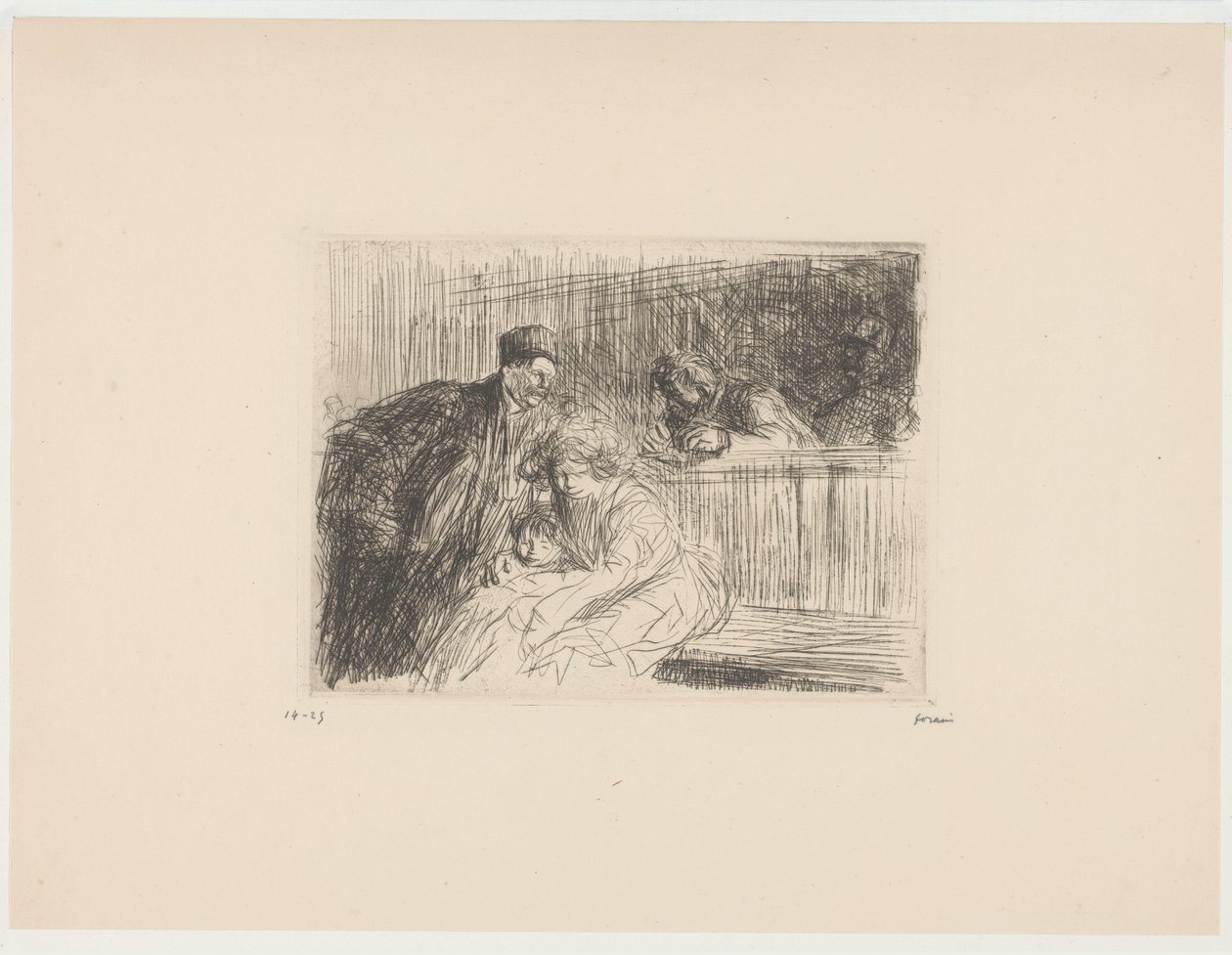 Advokat med klienter i domstol av Jean Louis Forain (signed by artist)