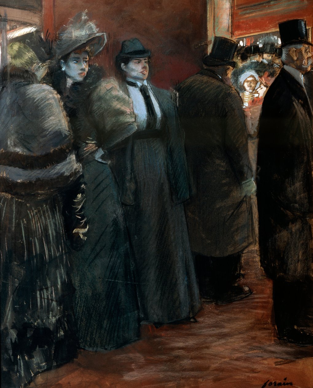En teaterfoajé, sent 1800-tal eller tidigt 1900-tal. av Jean Louis Forain