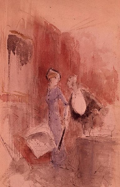 På restaurangen (akvarell) av Jean Louis Forain