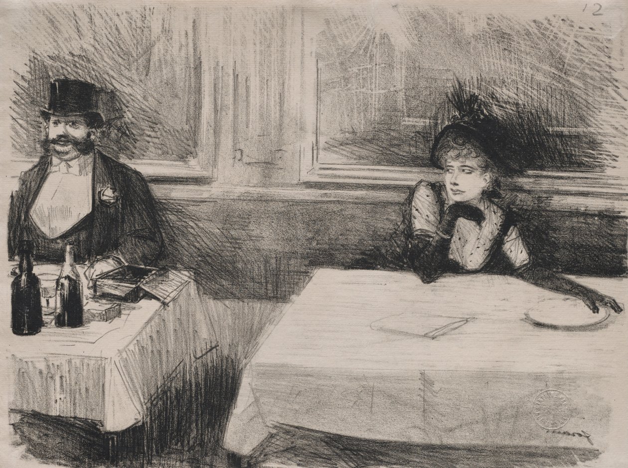 Vid restaurangen. av Jean Louis Forain