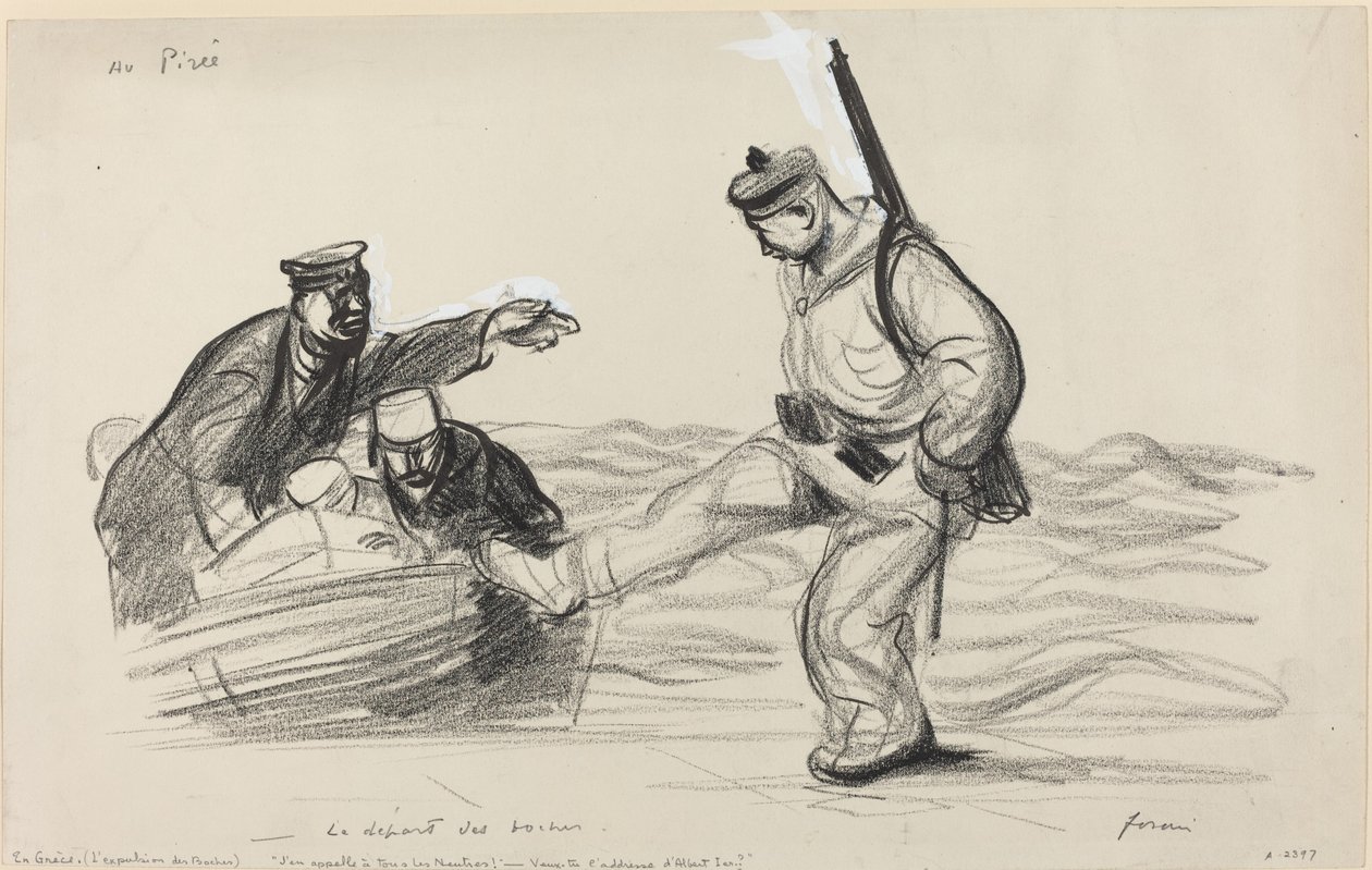 I Pireus. - Bochens avgång, ca. 19141919. av Jean Louis Forain