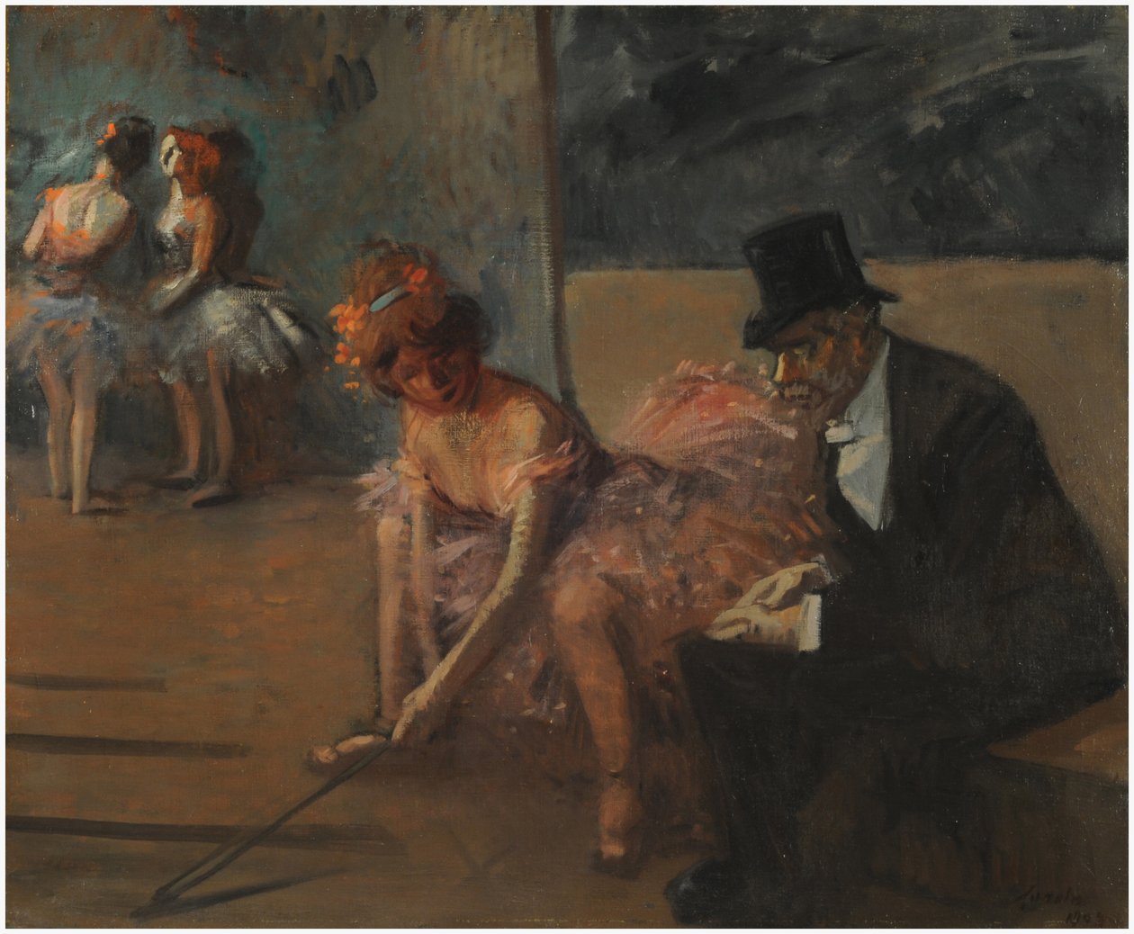 Dansare med en beundrare bakom scenen av Jean Louis Forain