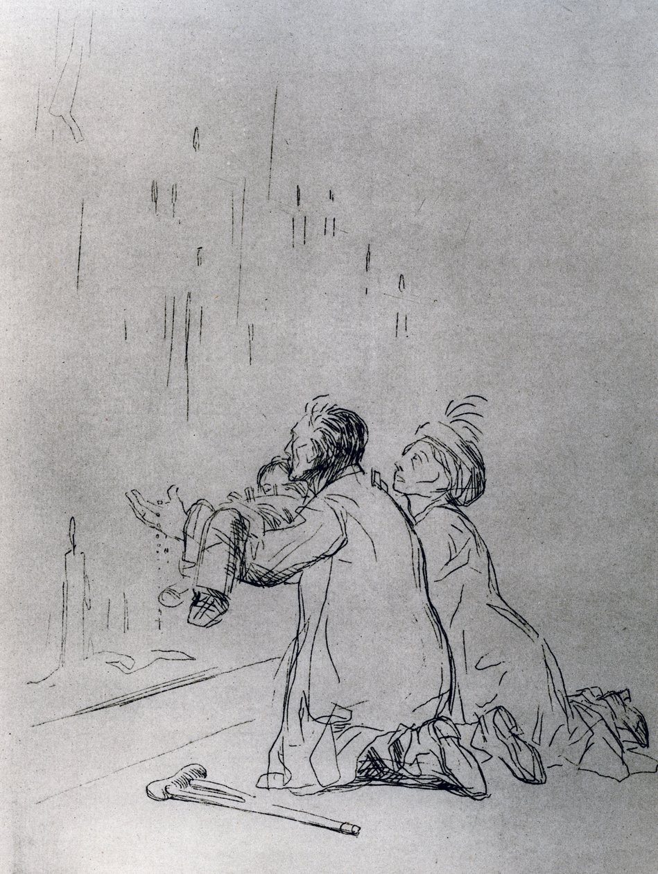 Bön framför grottan, 1925. av Jean Louis Forain