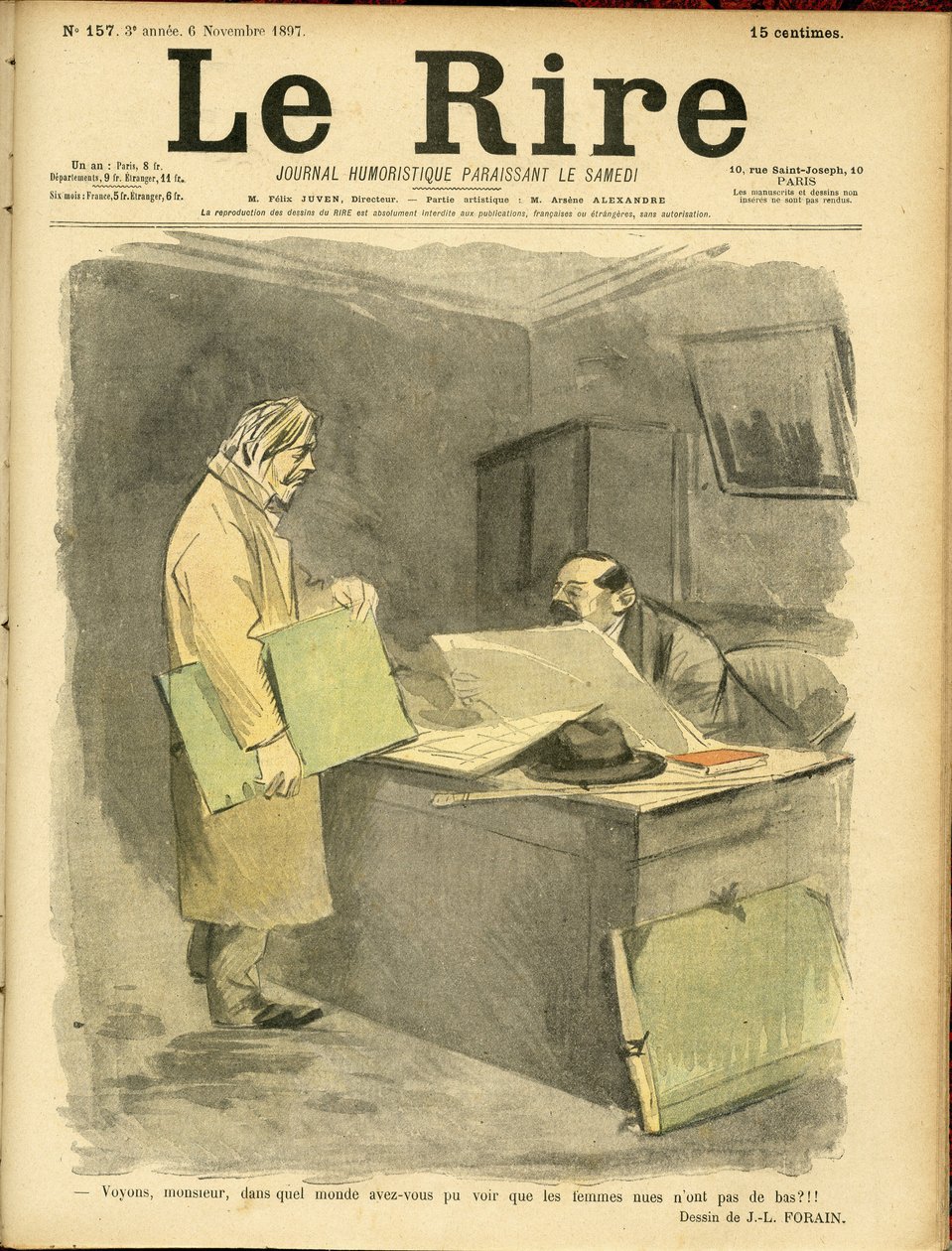 Illustration av Jean-Louis Forain (1852-1931) för omslaget till Le Rire av Jean Louis Forain