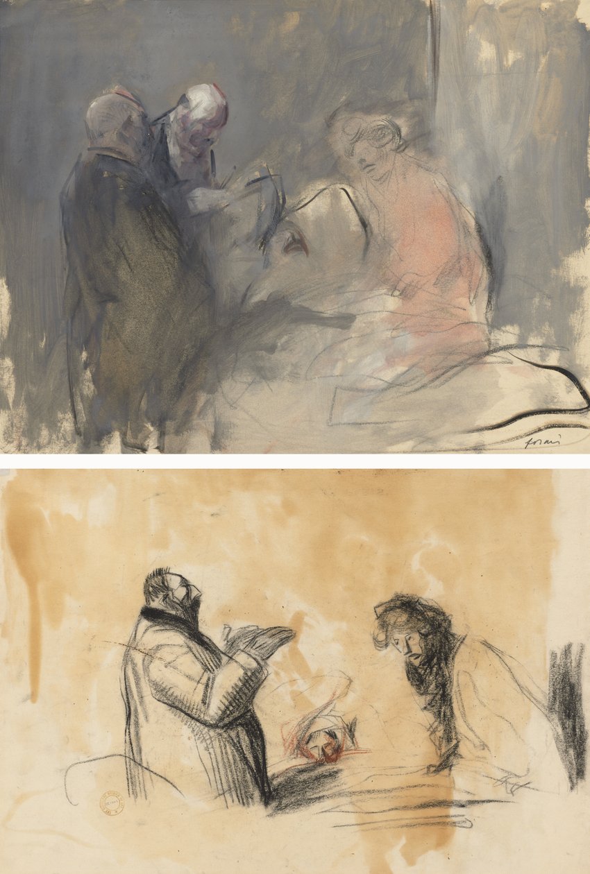 In the Hospital (recto) Skiss för In the Hospital (verso) av Jean Louis Forain