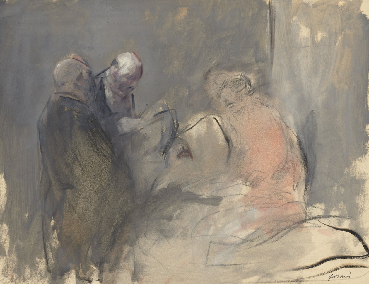 In the Hospital recto Sketch for In the Hospital verso, fjärde kvartalet 1800-talet eller första tredje 1900-talet av Jean Louis Forain