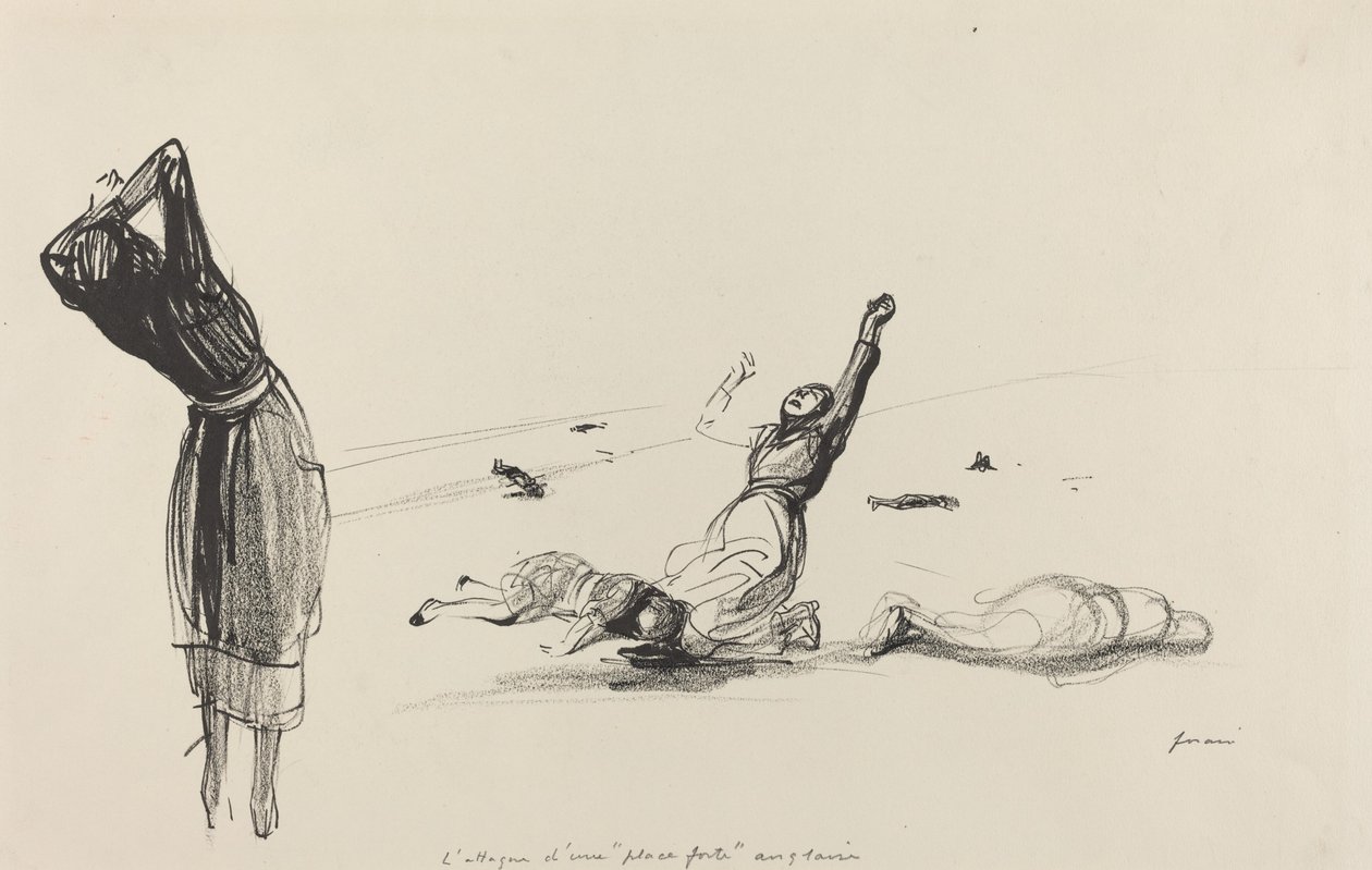 Attacken på ett engelskt fäste, troligen 1917. av Jean Louis Forain