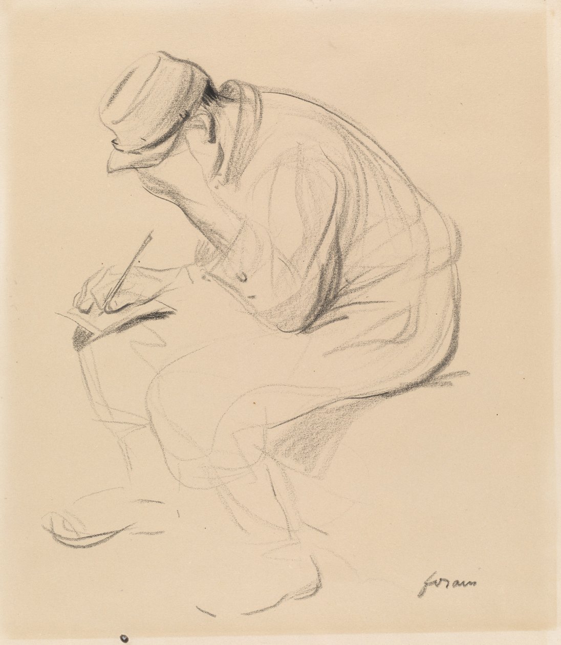 Le Poilu (fransk soldat som skriver hem) av Jean Louis Forain