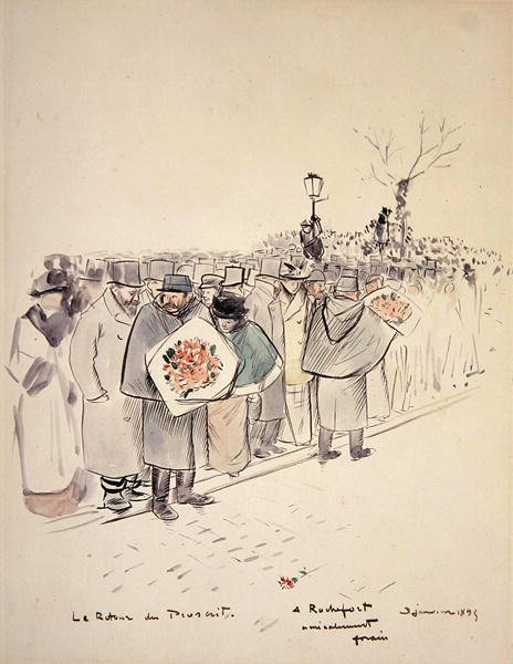The Return of the Outlaw, c.1895 (penna & bläck och akvarell på papper) av Jean Louis Forain