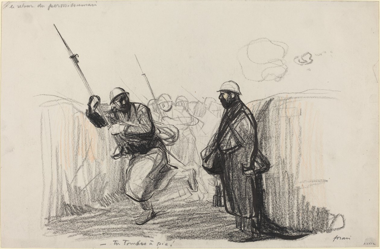 Återlämnande av tillståndshavaren. -Du faller! av Jean Louis Forain