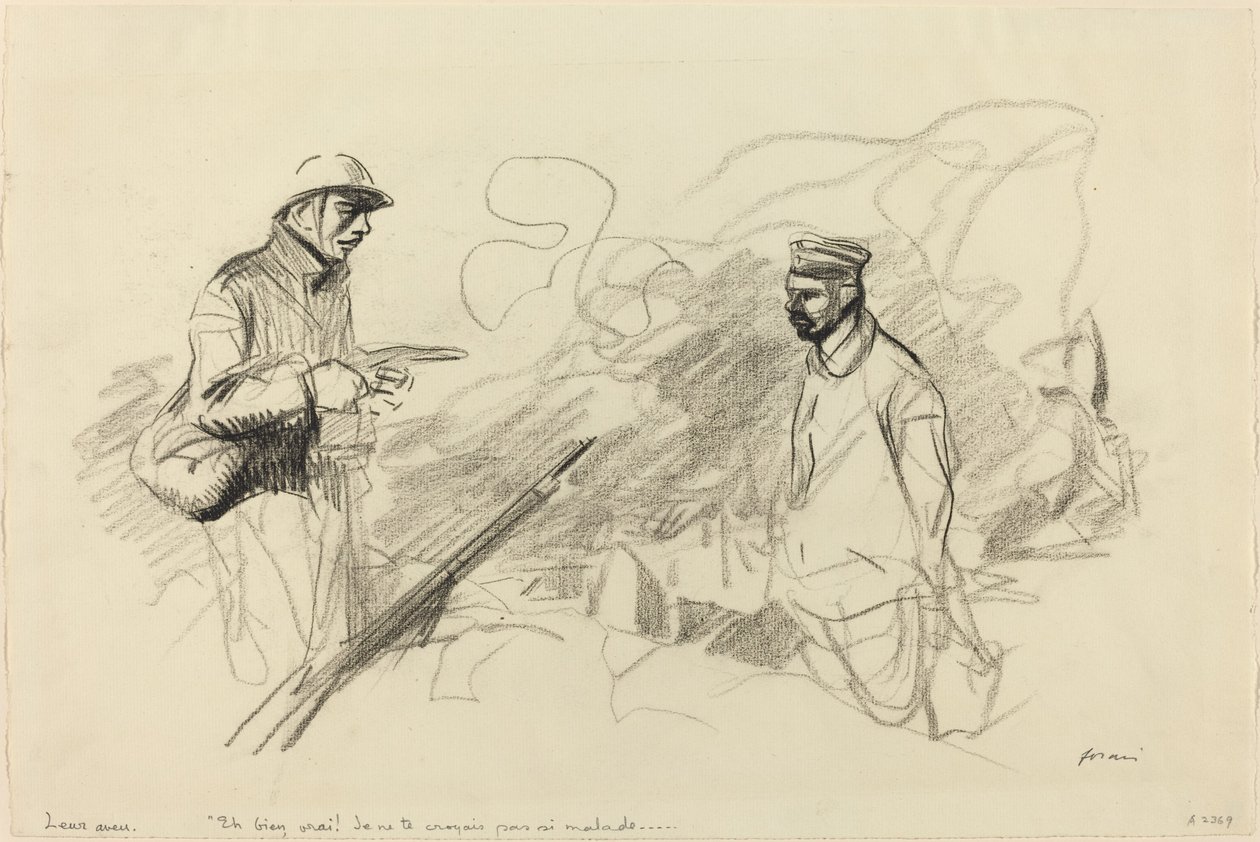 Poilu erkännande tysk soldat, troligen 1918. av Jean Louis Forain