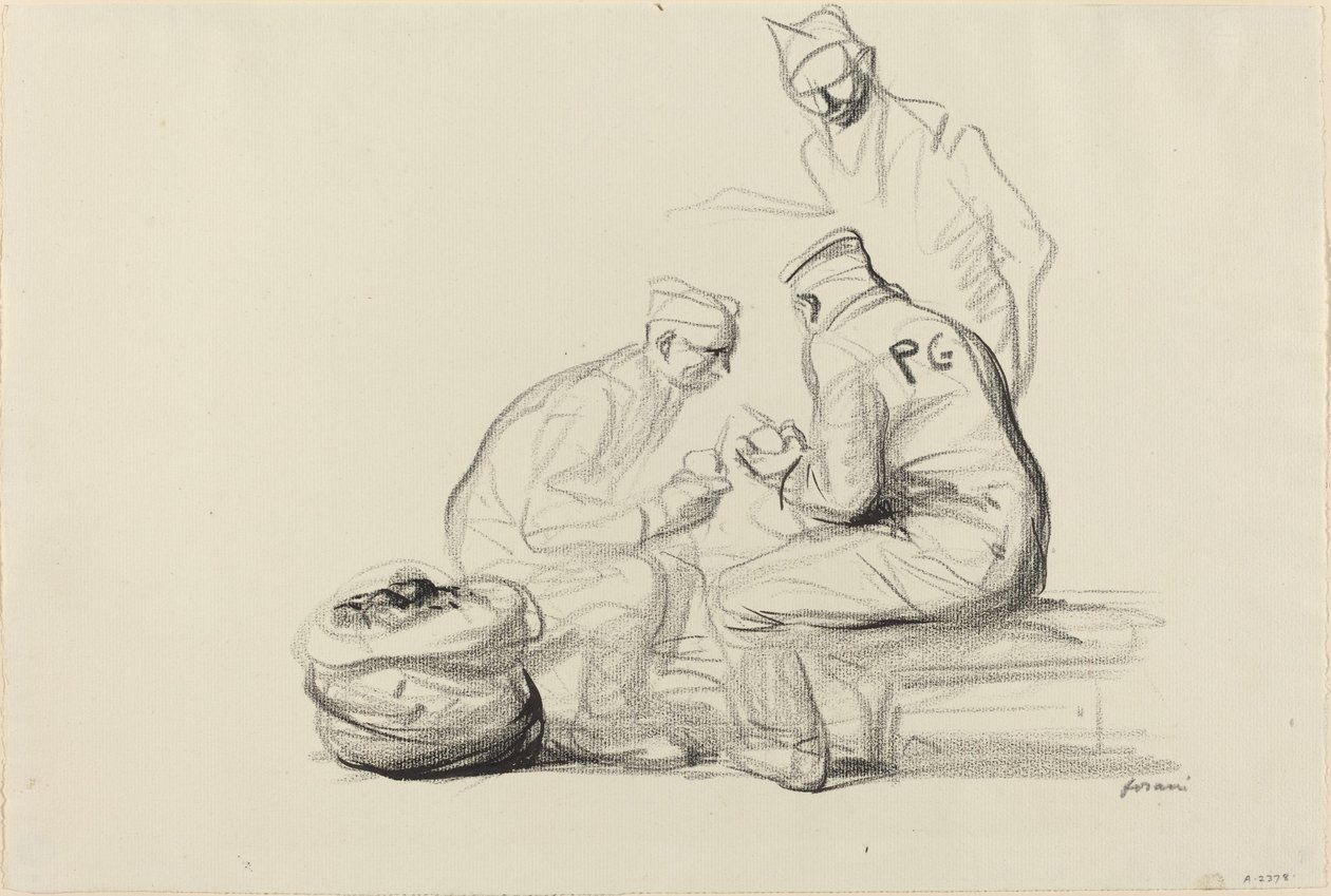 Poilu och tyska fångar, ca. 19141919. av Jean Louis Forain
