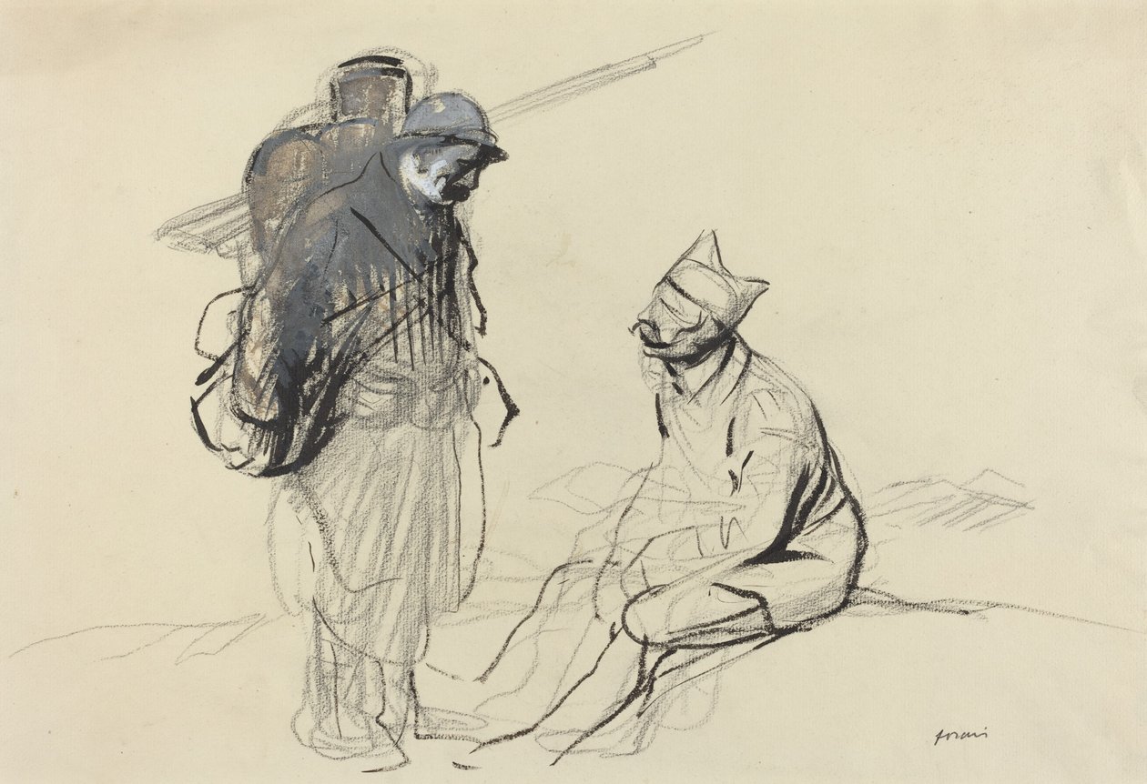 Poilu och Tommy Conversing, ca. 19141919. av Jean Louis Forain