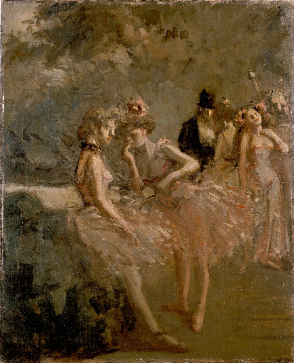 Scen i en teaters vingar, c1870-1900 av Jean-Louis Forain