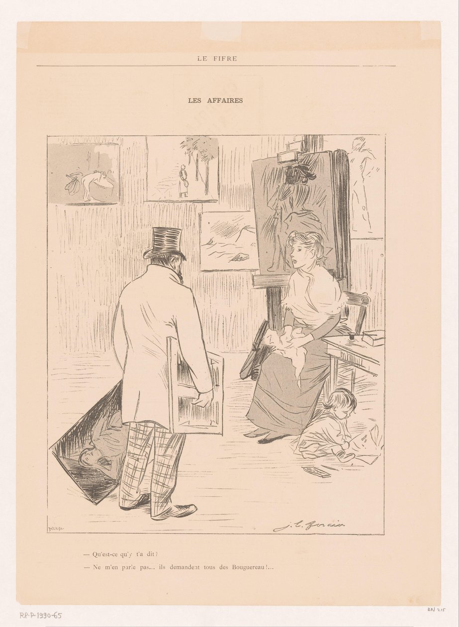 Målarfamilj i studio Les Affaires (titel på objekt) av Jean Louis Forain