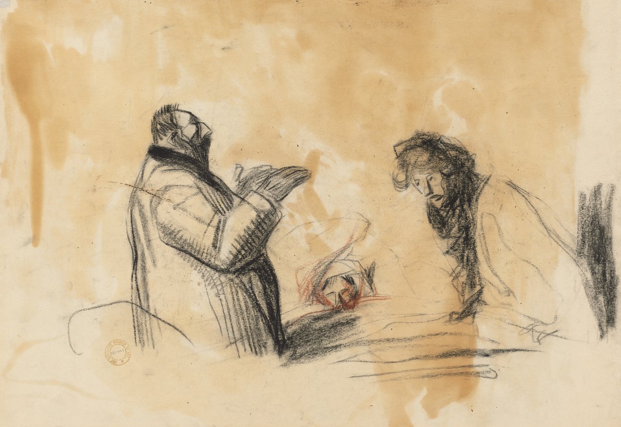 Skiss för In the Hospital verso, fjärde kvartalet 1800-talet eller första tredje 1900-talet. av Jean Louis Forain