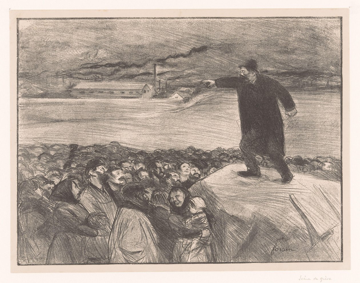 Fabriksarbetare strejkar Scene de grève av Jean Louis Forain
