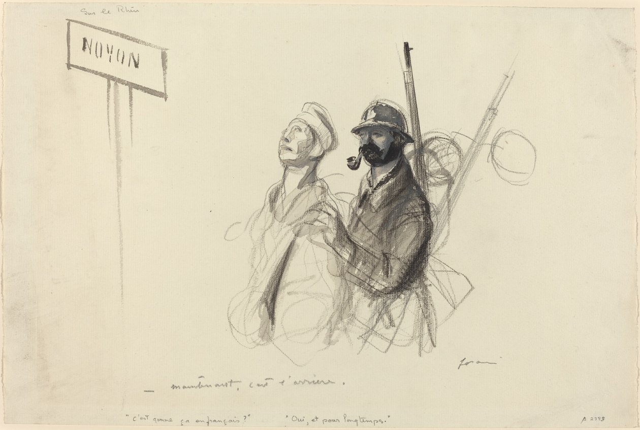 På Rhen. - nu är det baksidan, troligen 1918. av Jean Louis Forain