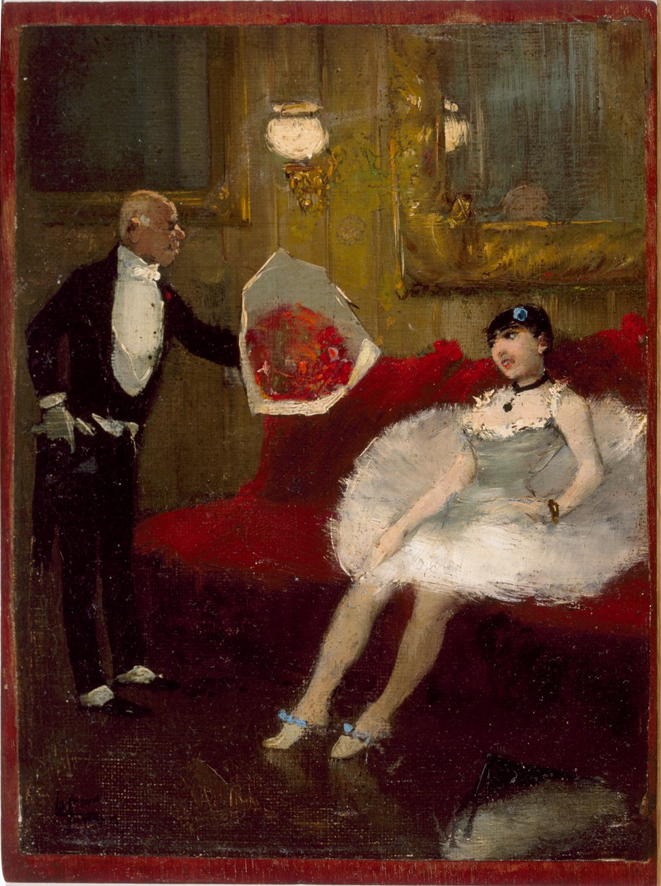 The Admirer, ca 1877-79 (olja på duk monterad på trä) av Jean Louis Forain