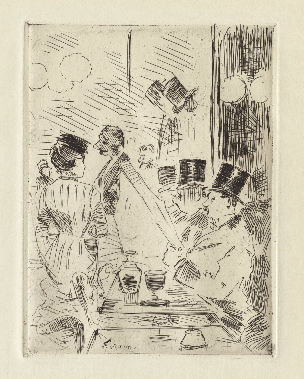 Caféet i det nya Aten , ca 1876 (etsning) av Jean Louis Forain