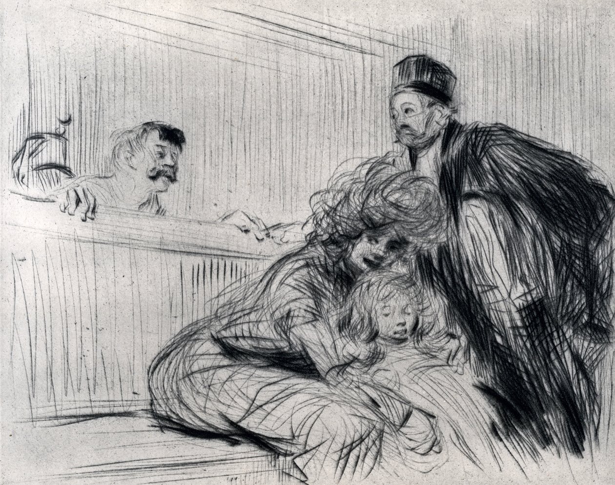 Advokaten talar med Prevenu, 1925. av Jean Louis Forain