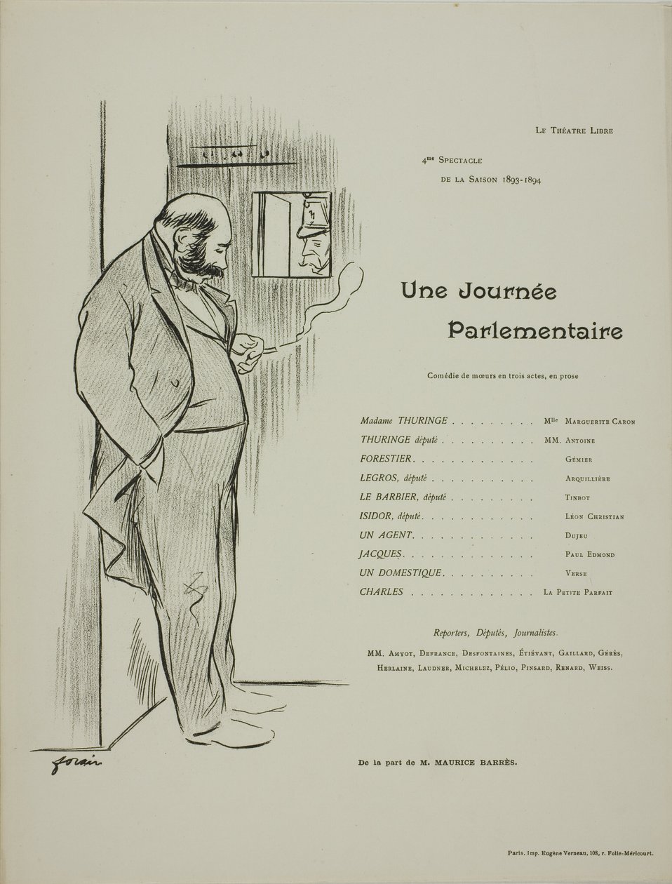 Teaterprogram för Une Journee Parlementaire av Jean Louis Forain