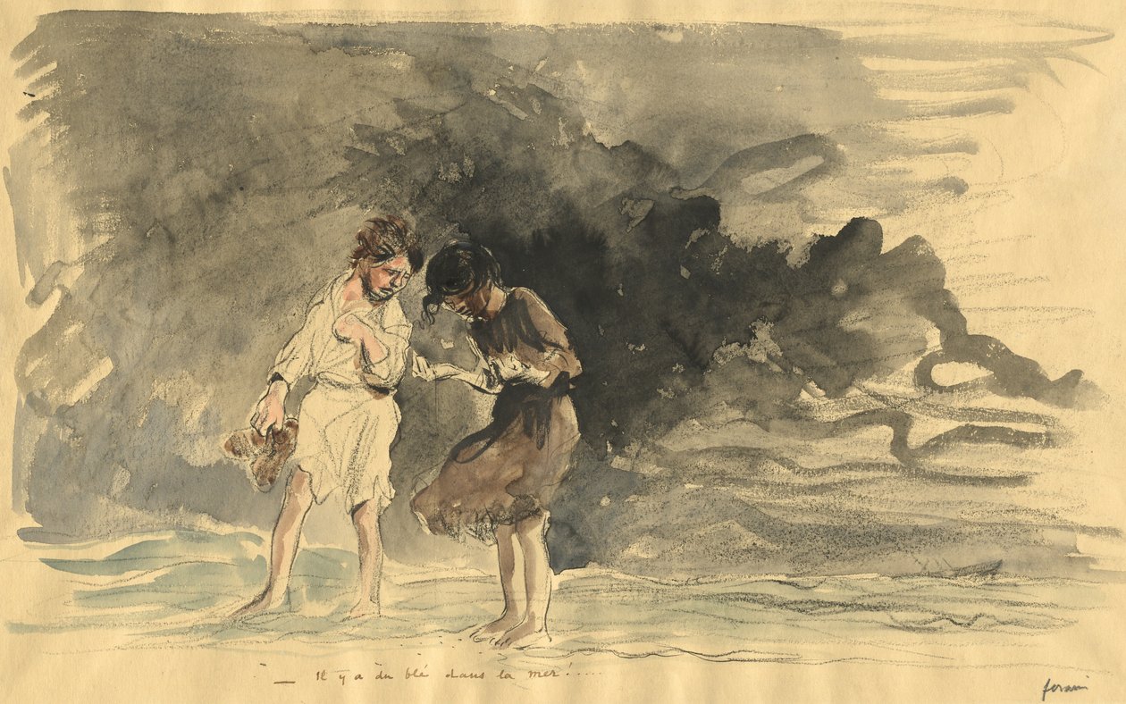 Det finns majs i havet!, fjärde kvartalet 1800-talet eller första tredje 1900-talet. av Jean Louis Forain