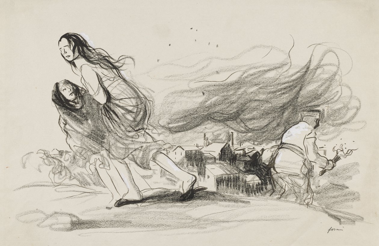 "De bränner allt - de måste vara på väg att dra sig tillbaka" av Jean Louis Forain