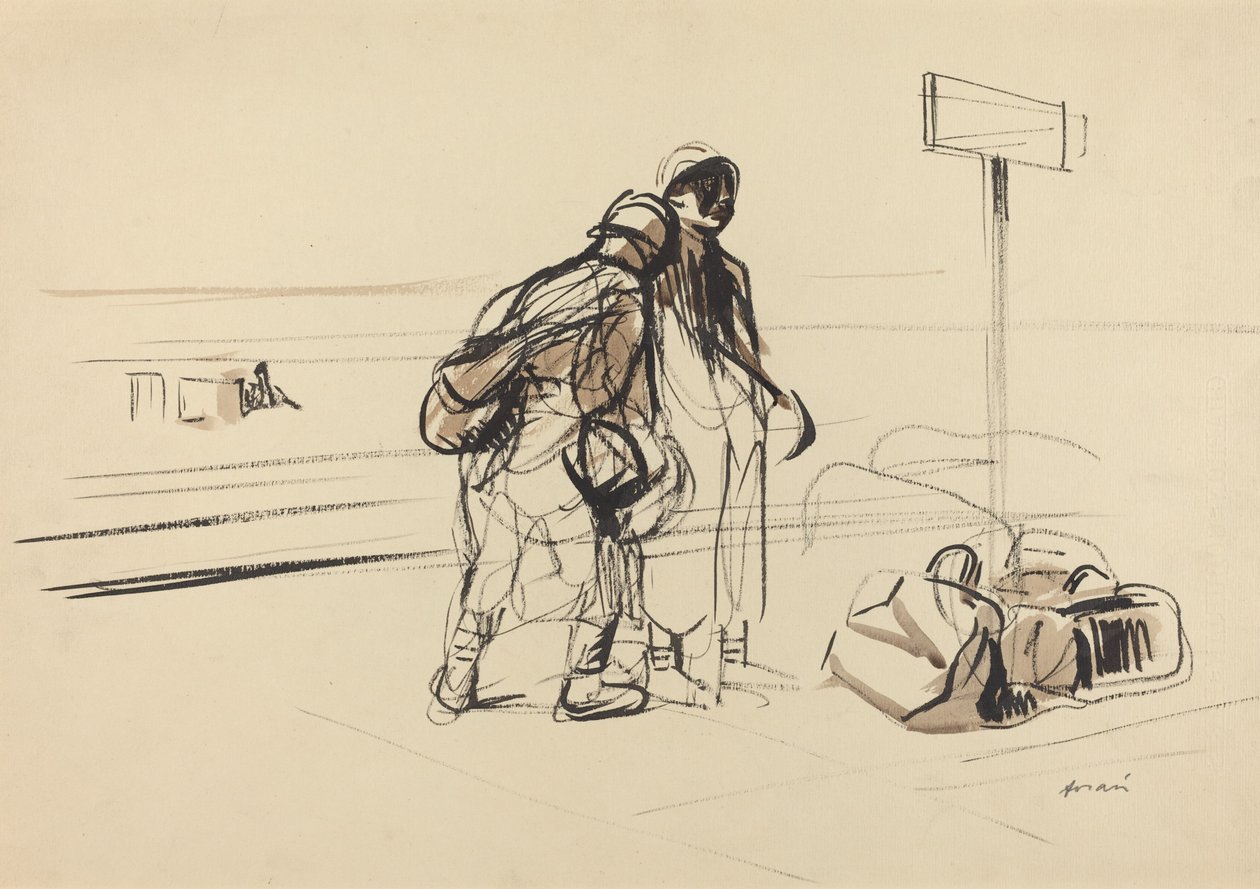 Två franska soldater nära en anslagstavla av Jean Louis Forain
