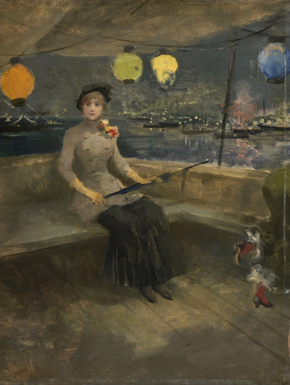 Kvinna på en yacht, ca 1883 av Jean Louis Forain