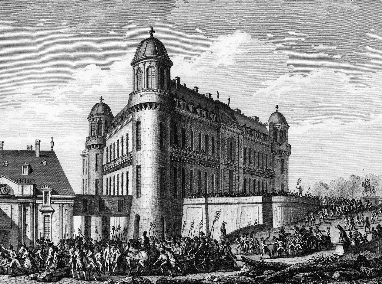 Franska revolutionen: Canon fördes till Chateau de Chantilly i Paris den 9 augusti av Jean Louis II (after) Prieur