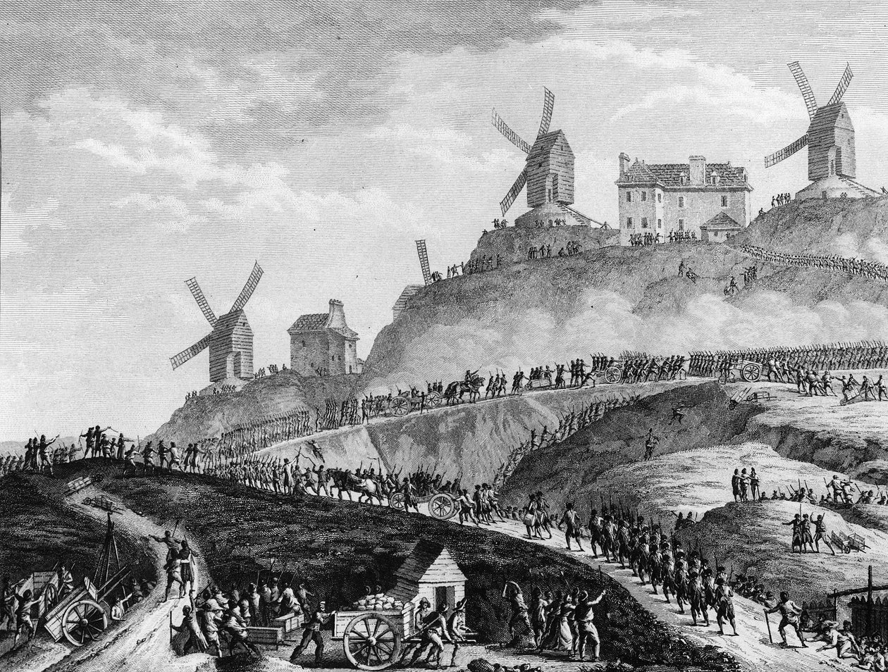 Franska revolutionen: Canons de Paris dörrar till Montmartre den 15 juli av Jean Louis II (after) Prieur