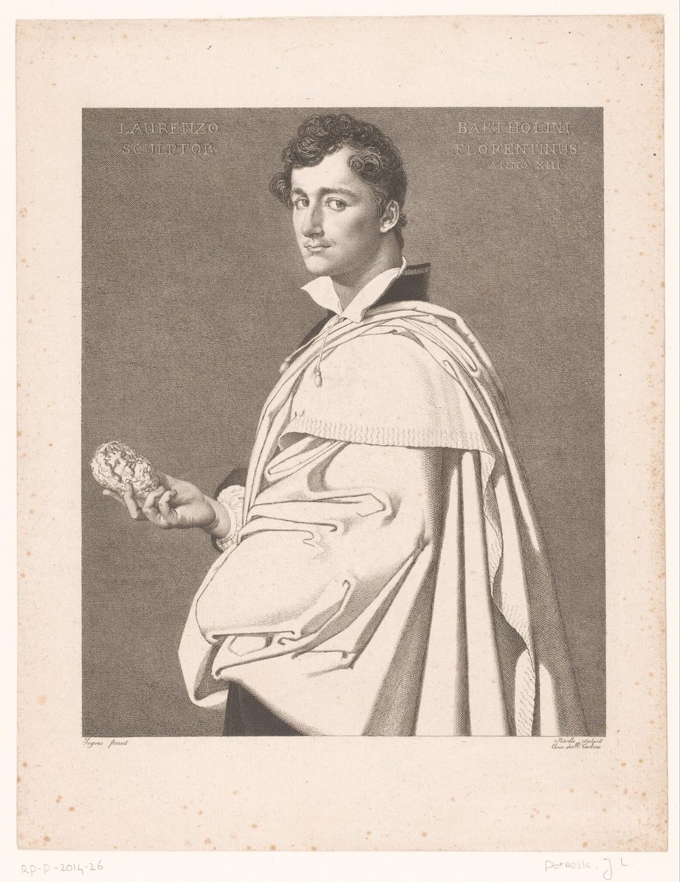 Porträtt av skulptören Lorenzo Bartolini av Jean Louis Potrelle