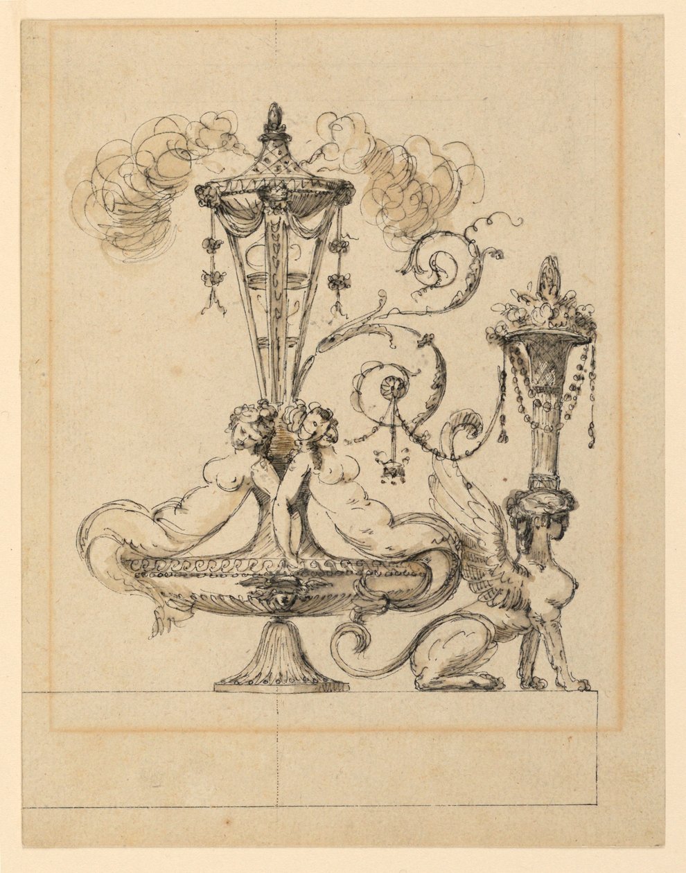 Design för en dekorativ arabesk av Jean Louis Prieur the Younger