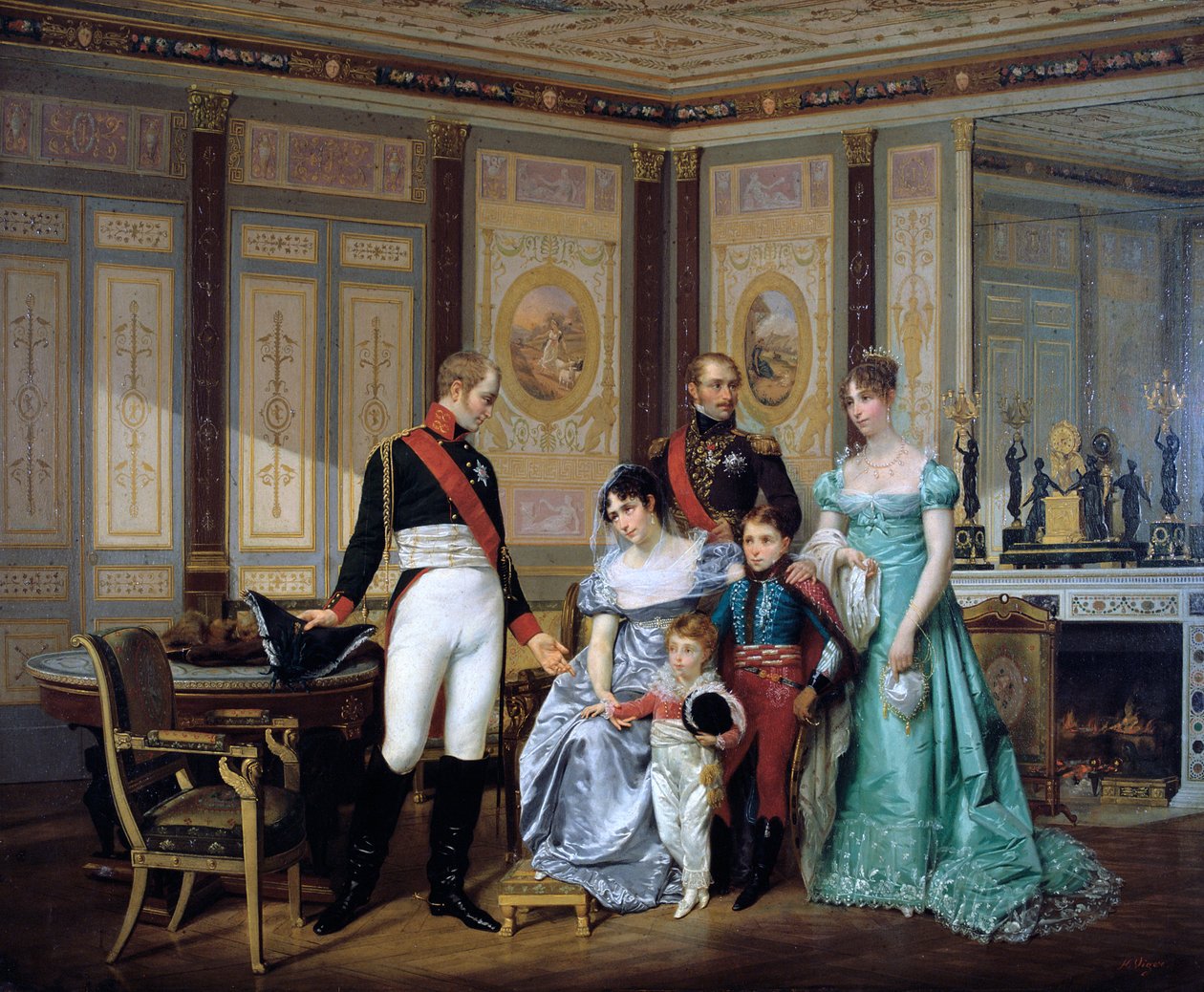 "Kejsarinnan Josephine presenterar sina barn för kejsar Alexander i Malmaison", c1839-1879 av Jean Louis Victor Viger
