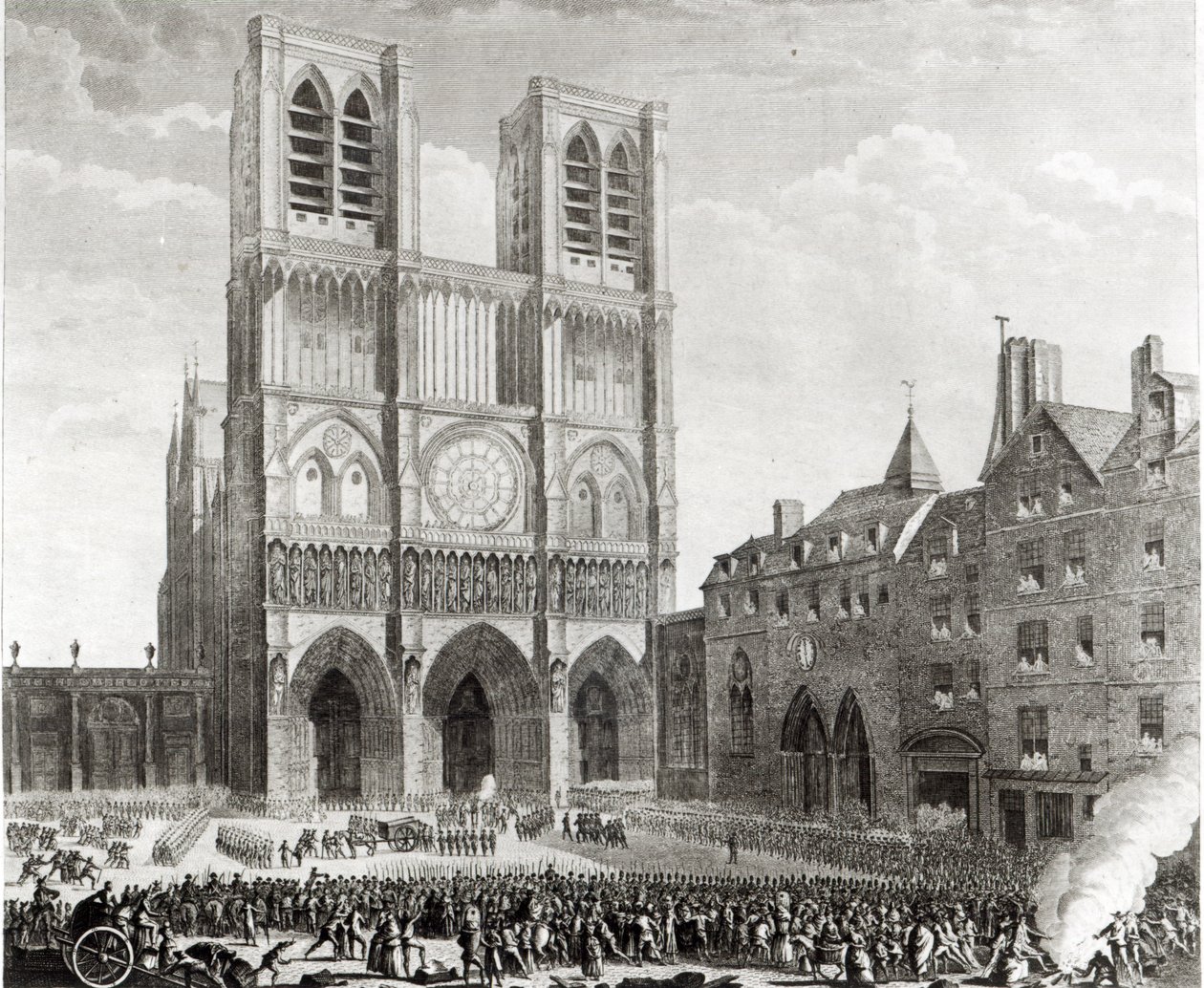 Thomas de Mahy (1744-90) Markis av Favras gör hedervärd gottgörelse inför Notre-Dame, graverad av Pierre Gabriel Berthault (1737-1831) 1790 av Jean Louis the Younger Prieur