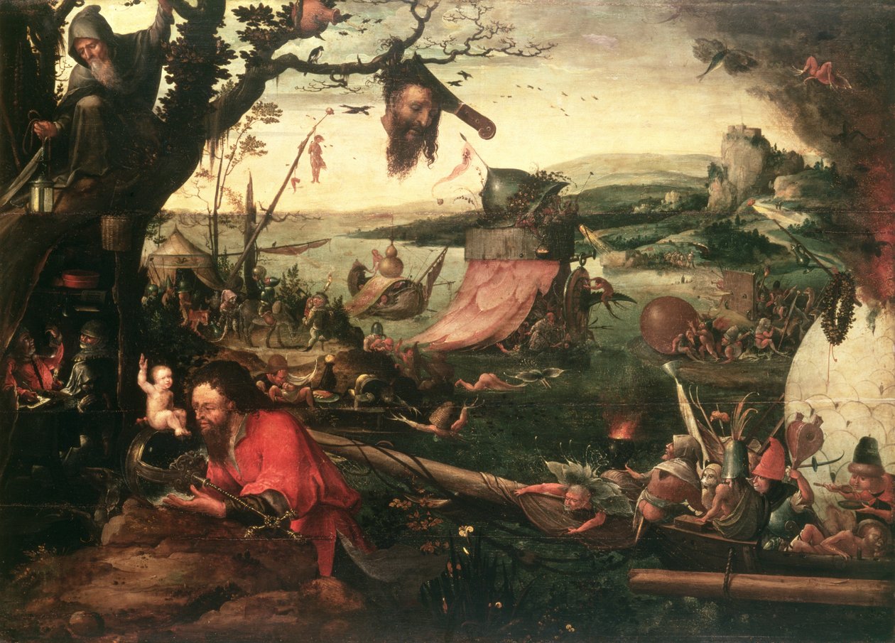 Landskab med lignelsen om St Christopher, begyndelsen af det 16. århundrede swed av Jean Mandyn