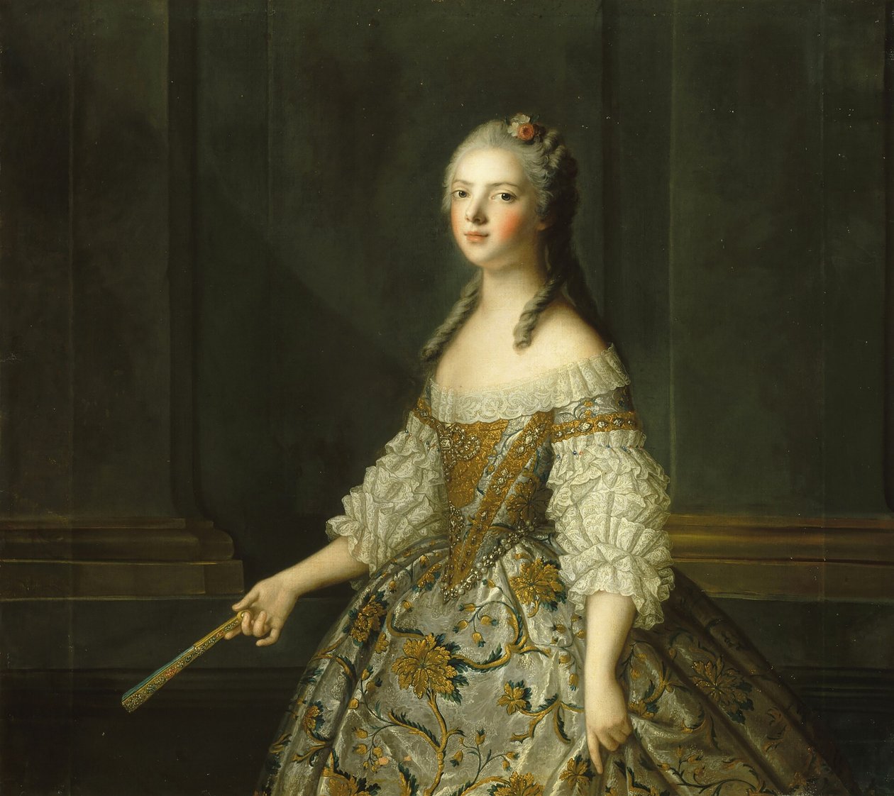 Lady Adelaide av Frankrike 1732-1800, håller en fläkt, ca. av Jean Marc Nattier