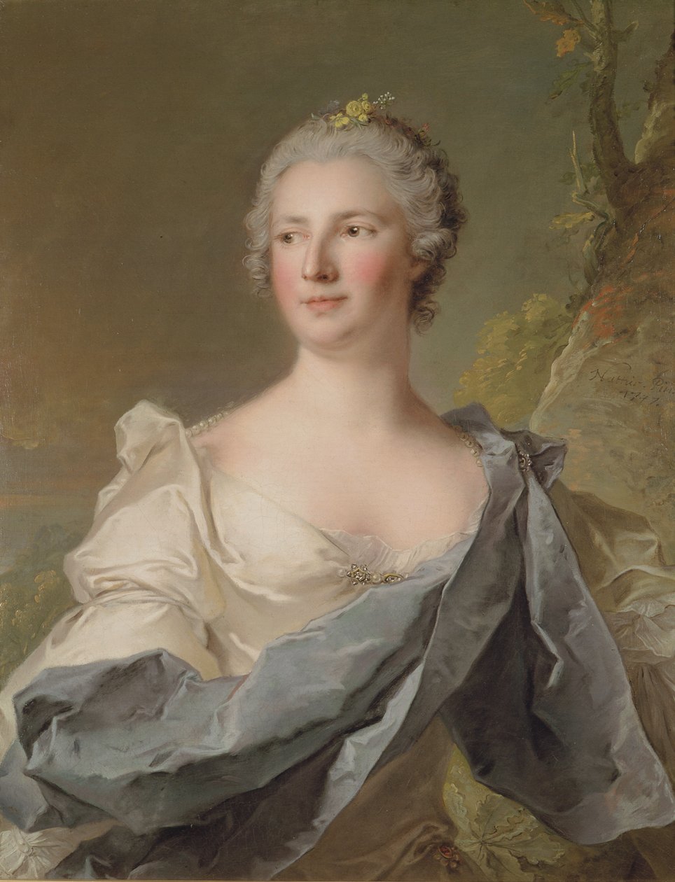 Porträtt av Barbara Belgioso dEste (f.1680) prinsessan av Ferrara, 1747 av Jean Marc Nattier