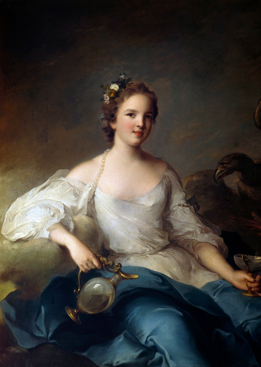 Porträtt av Charlotte Louise de Rohan - Guemenee, prinsessan av Masseran, markisin av Crevecoeur (1722-?) representerad i Hebe-målning av Jean Marc (Jean-Marc) Nattier (1685-1766) 1738 Sön 1,25x0,97 m av Jean Marc Nattier