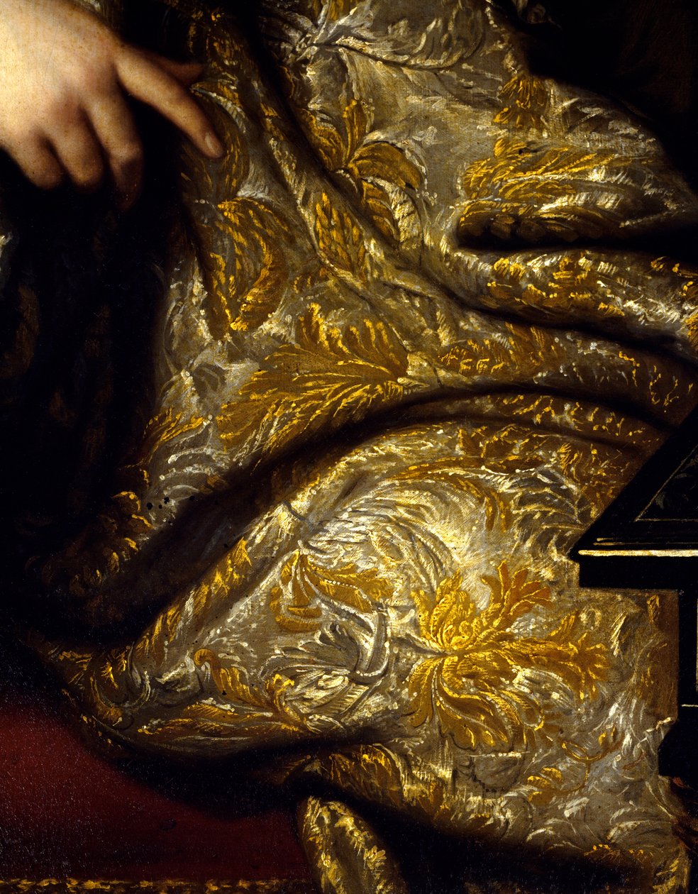 Porträtt av Jean Baptiste (Jean-Baptiste) Colbert (1651-1690) seigneur Marquis de Seignelay, marinminister, son till Colbert. Detalj av draperier. Målning av Marc Nattier (1642-1705) av Jean Marc Nattier