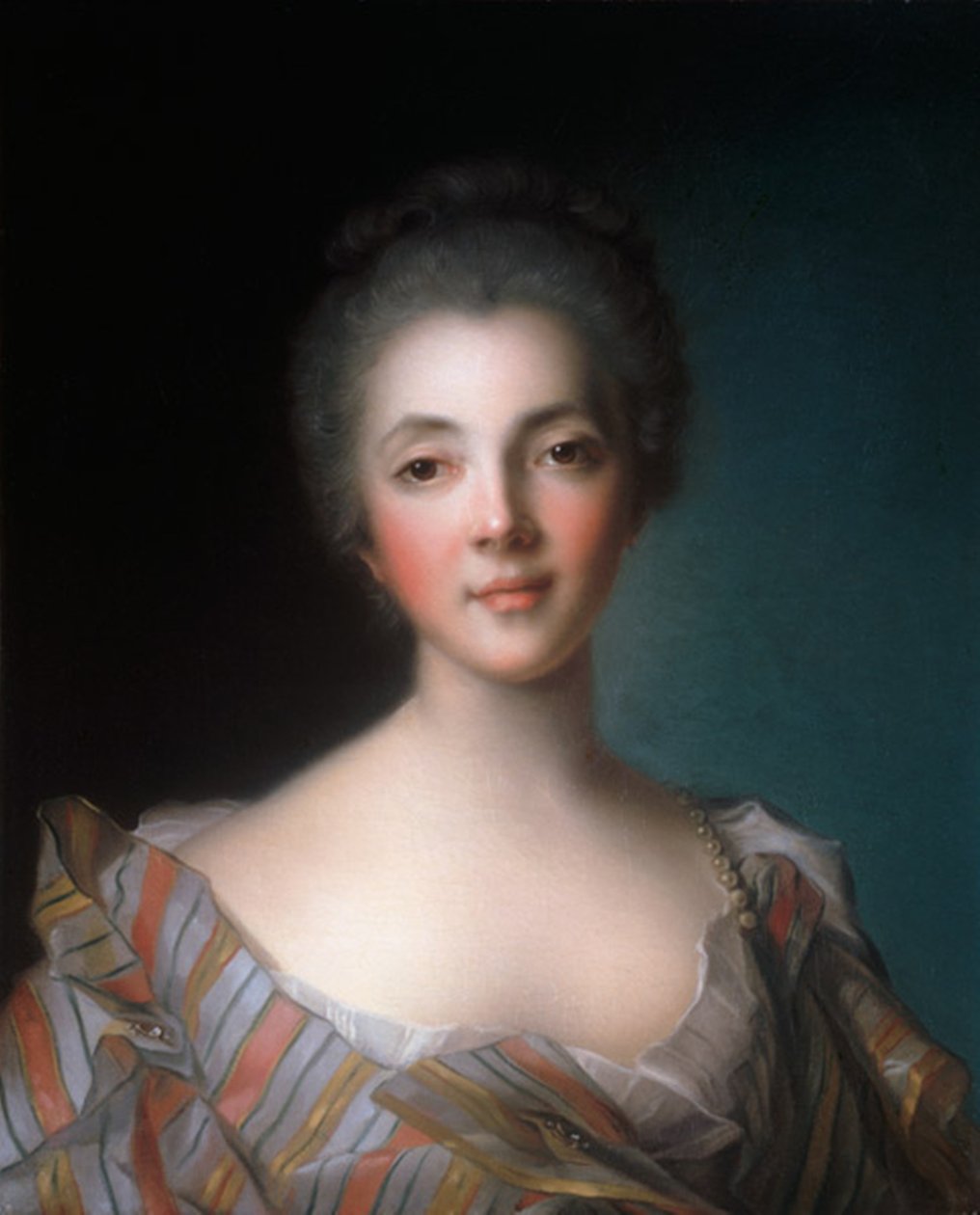 Porträtt av Louise Marie Madeleine de Fontaine-Dupin (1706-1799). av Jean Marc Nattier