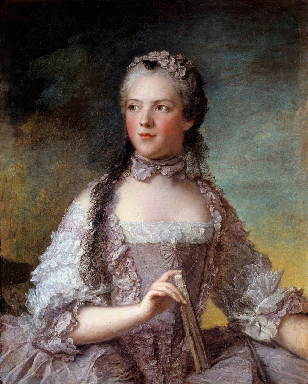 Porträtt av Madame Adelaide av Frankrike (1732-1800), dotter till kung Ludvig XV Målning av Jean-Marc (Jean Marc) Nattier (1685-1766) 1749 Sön 0,81x0,64 m - Porträtt av Madame Adelaide de France (1732- 1800), dotter till kung Ludvig XV. Målning av Jean-Mar av Jean Marc Nattier