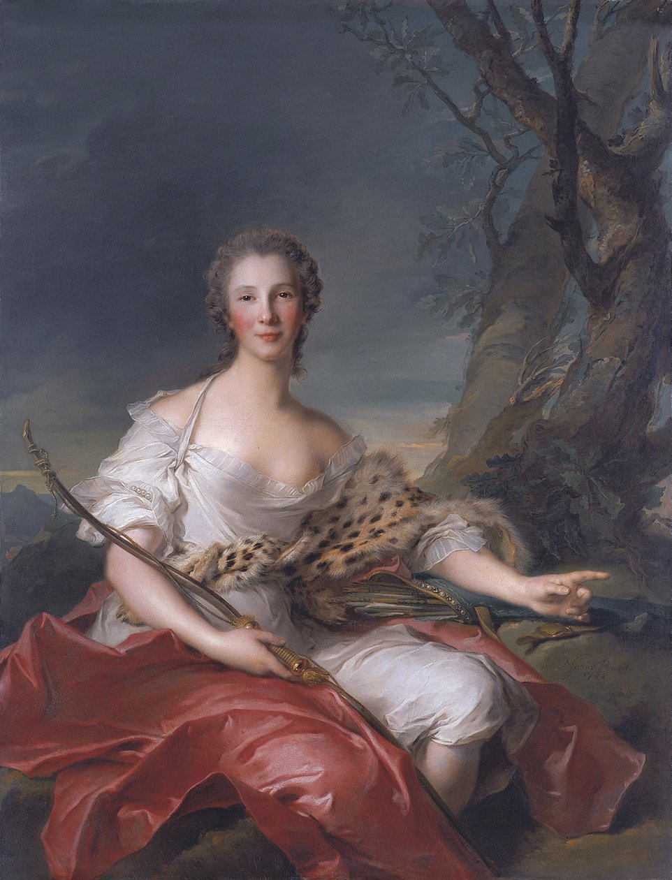 Porträtt av Madame Bouret som Diana av Jean Marc Nattier