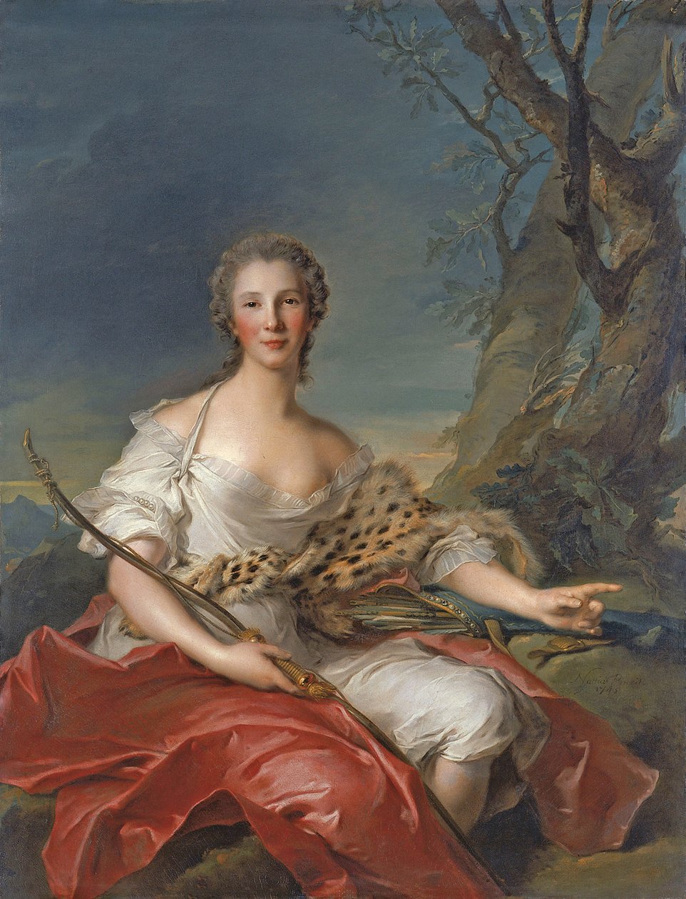 Porträtt av Madame Bouret som Diana av Jean Marc Nattier